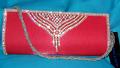 Red Bejeweled Handmade Clutch Purse Bag for Wedding Parties